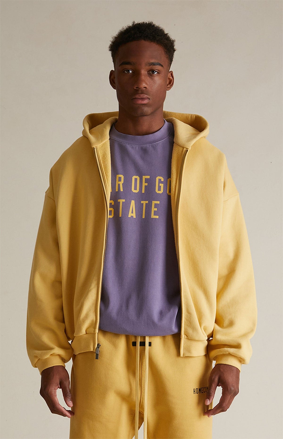 Essentials Heavy Full Zip Up Hoodie “Amber” – תמונה 3